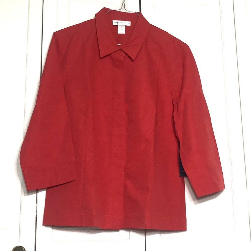 Garfield & Marks Ribbed Collared Blouse 100% Cotton Women's Size 10 Red